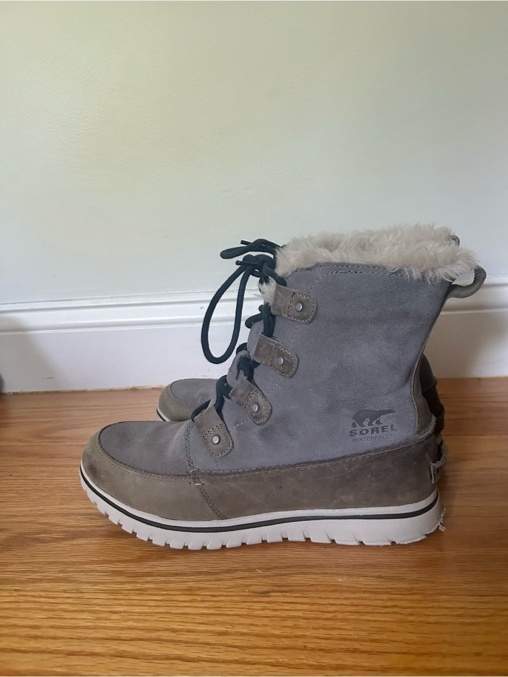 Sorel Explorer Cozy Joan Snow Winter Boot Gray Suede